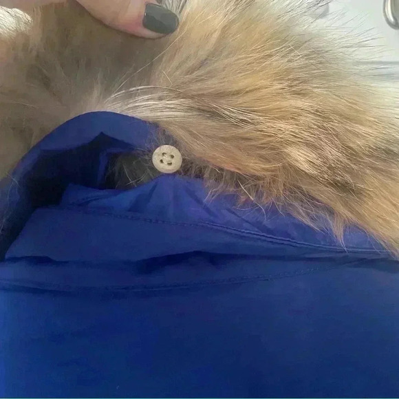 Ralph Lauren Women Large Royal Blue Faux Fur Down Winter Puffer Jacket Coat - Picture 7 of 12